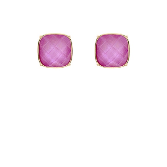 Epoxy Stone Square Stud Earrings - Picture 6 of 10